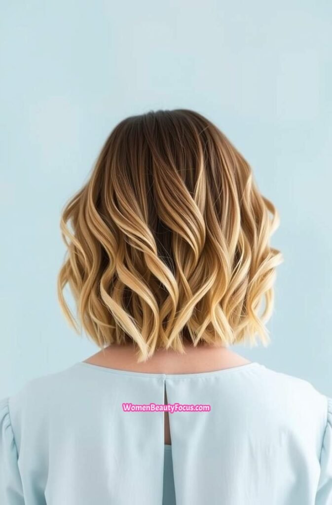 2. Back View of Shaggy Bob with Beachy Waves Back View