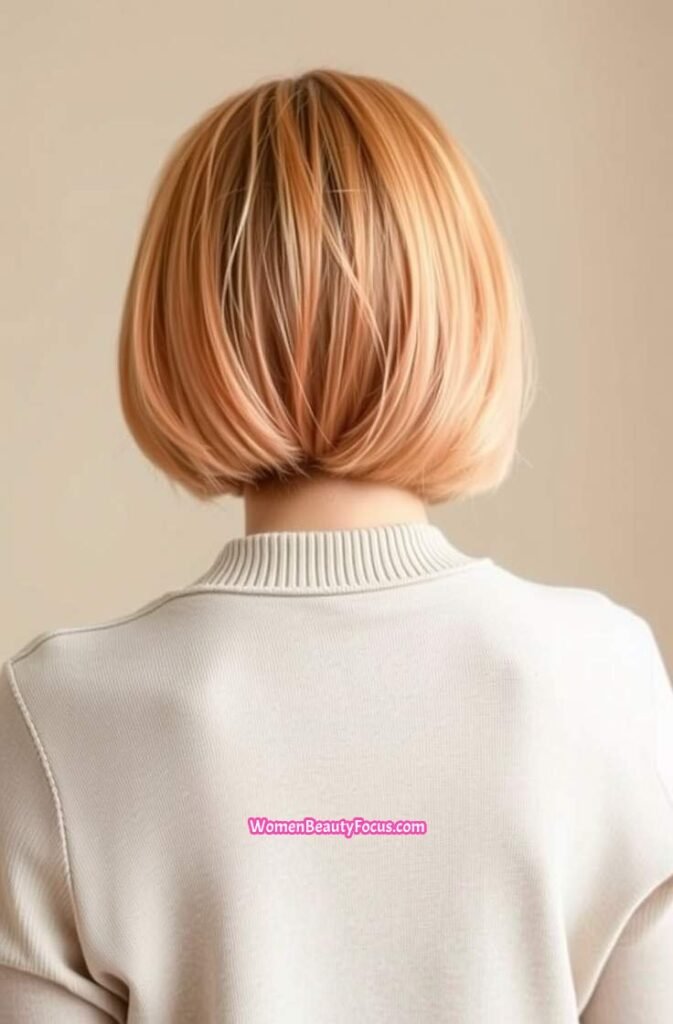 2. Back View of Soft Peach Bob Cut Back View