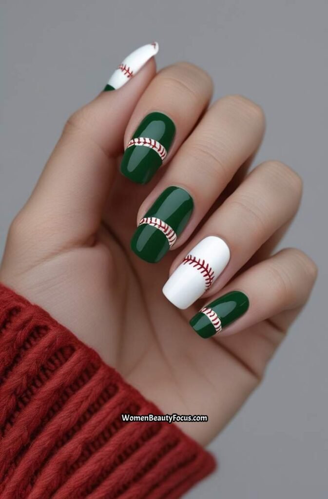 2. Baseball Field Inspired Nail Art