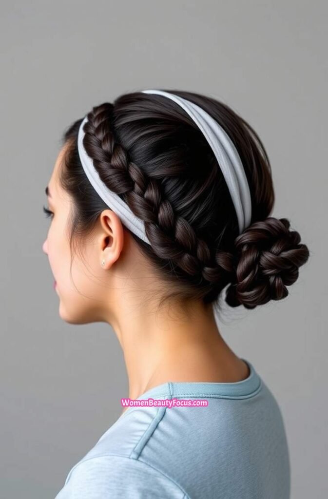 2. Braided Bun with Headband Side View