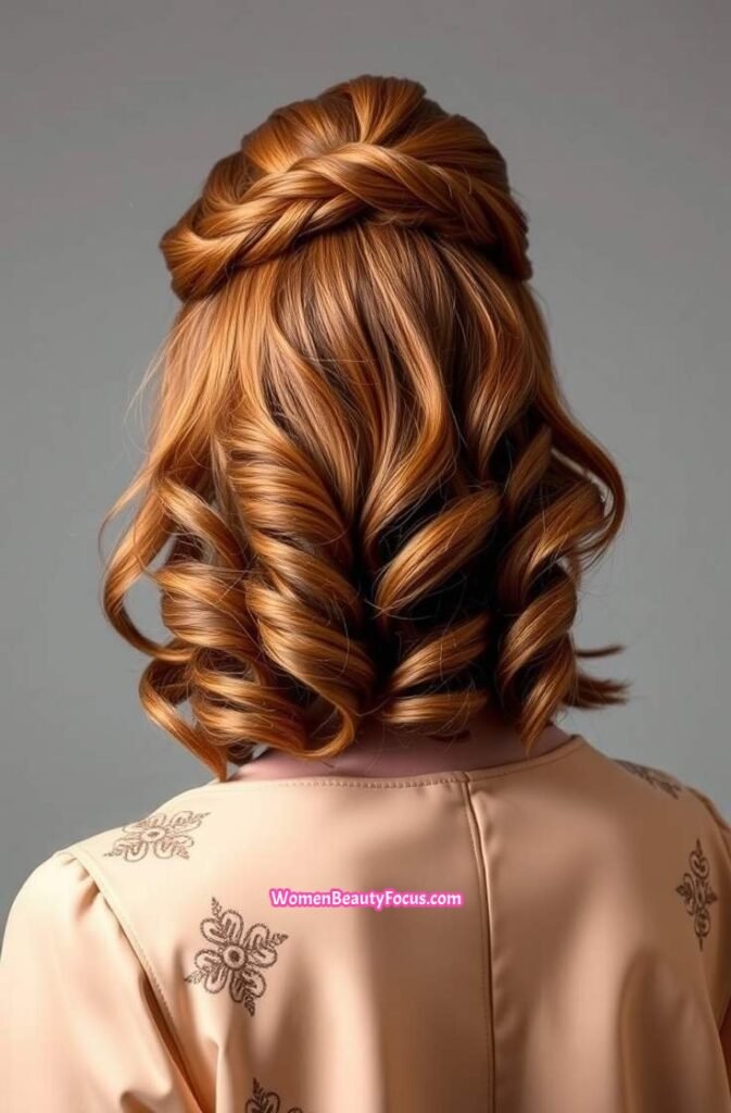 2. Braided Low Bun with Hair Scarf Back View