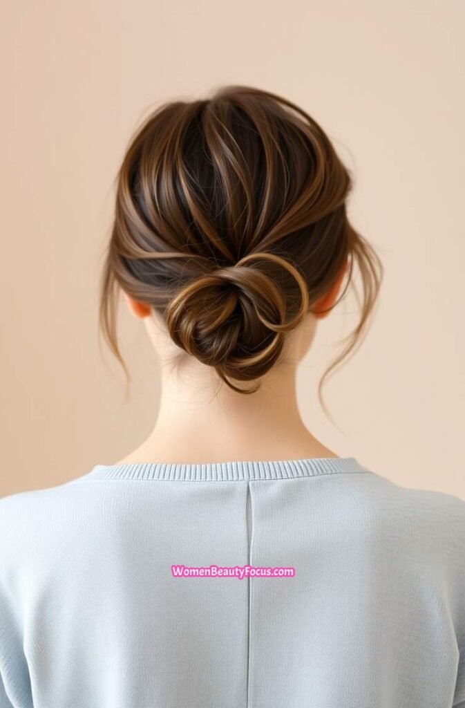 2. Casual Messy Bun Back View