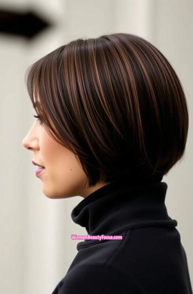 2. Chin Length Bob with Glossy Finish Side View