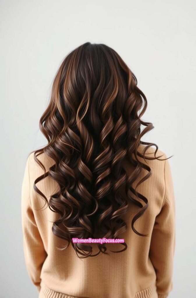 2. Classic Side Part with Loose Curls Back View