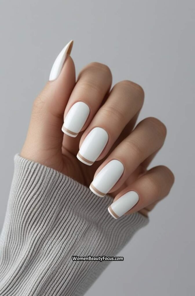 2. Classic White Short Nails with French Tips