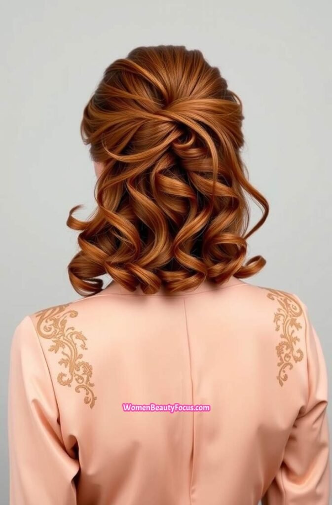 2. Elegant Half Up Half Down Twisted Bun Back View