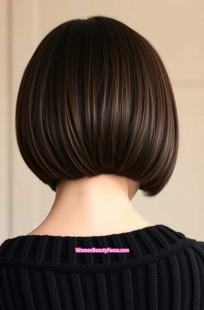 2. Espresso Brown Sleek Bob Back View