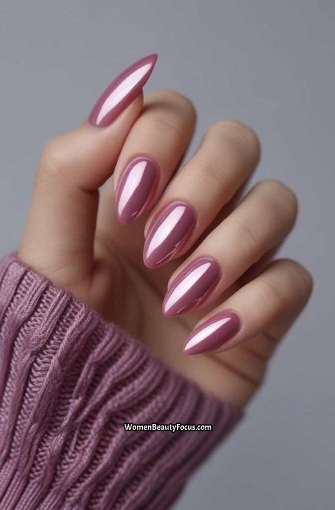2. Glossy Rose Pink Almond Nails