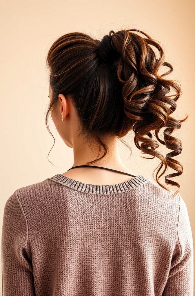 2. High Ponytail with Volume Back View