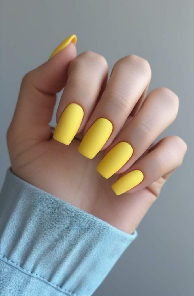 2. Lemon Yellow Square Nails