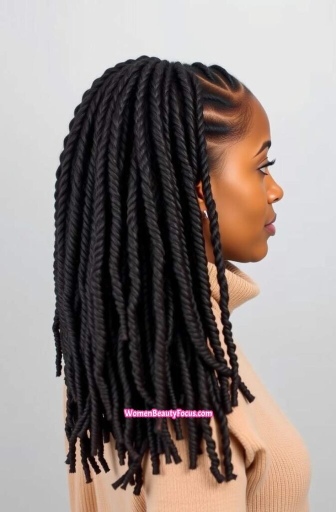 2. Long Locs with Spiral Ends Side View