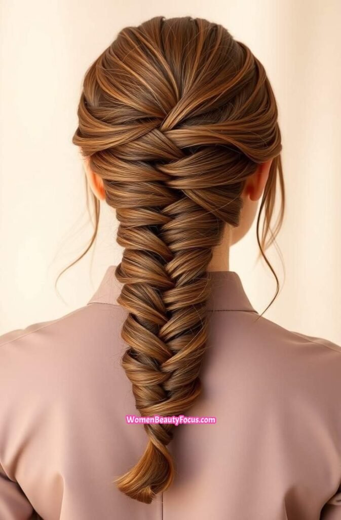 2. Loose Cinnamon Braid with Twists Back View