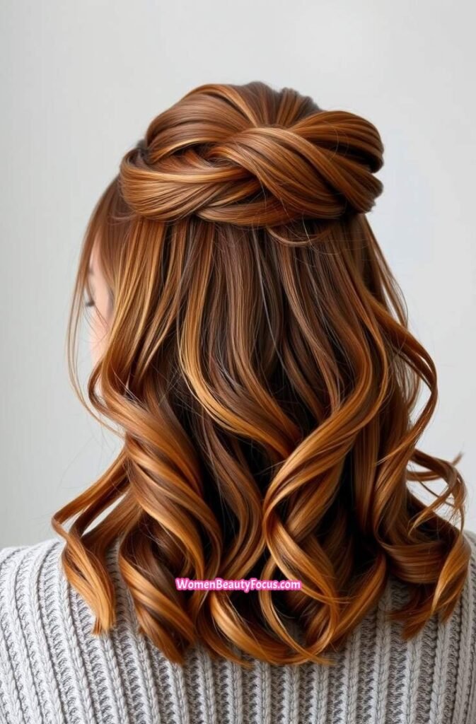 2. Loose Twisted Half Up Hairstyle Back View