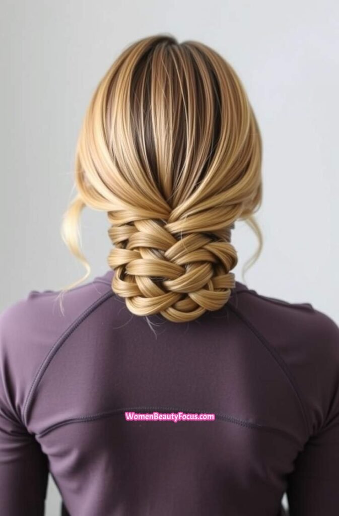 2. Low Braided Bun Back View