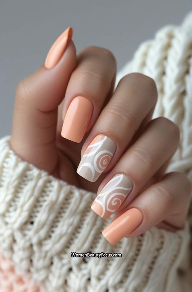 2. Neutral Swirl Nails