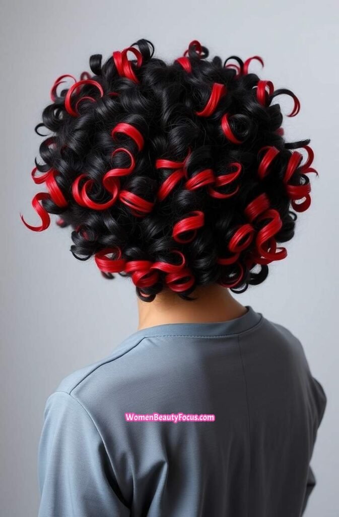 2. Red Tipped Curls Back View
