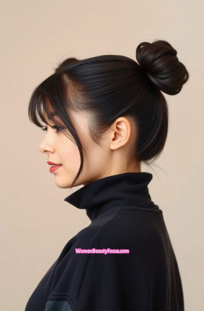 2. Side Swept Space Buns Side View