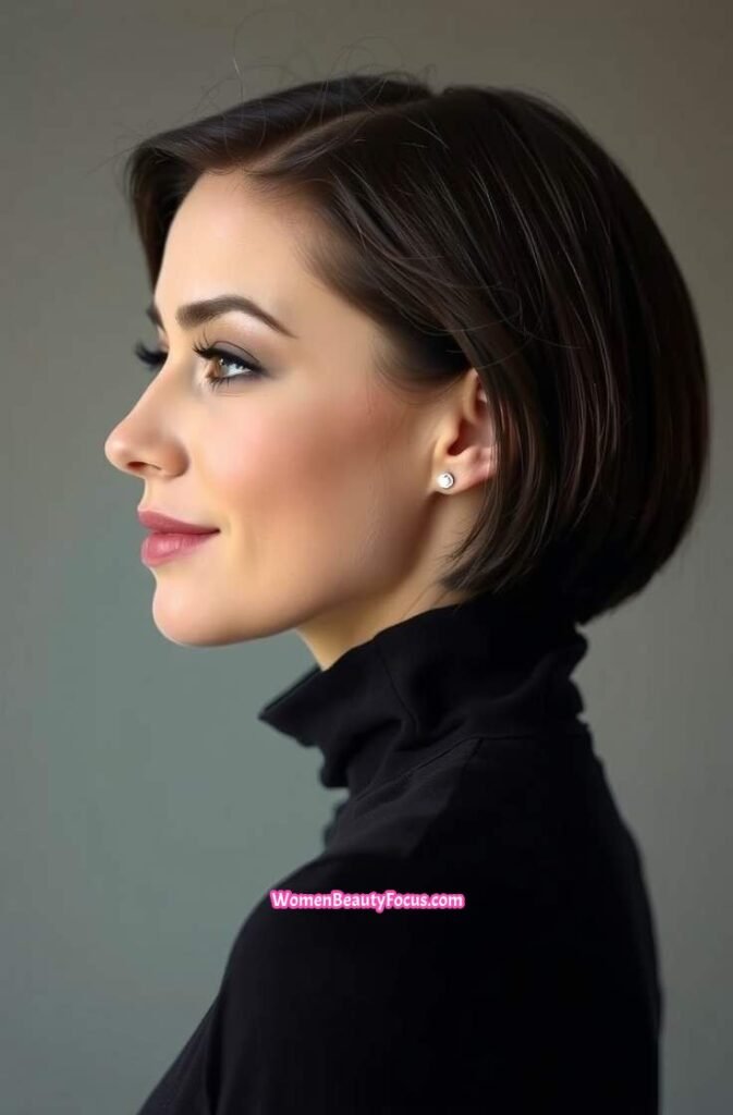 2. Sleek Chin Length Bob with Side Part Side View