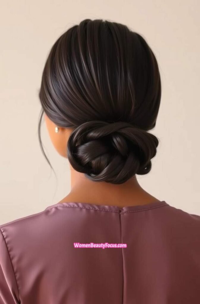2. Sleek Low Bun with Baby Hairs Back View