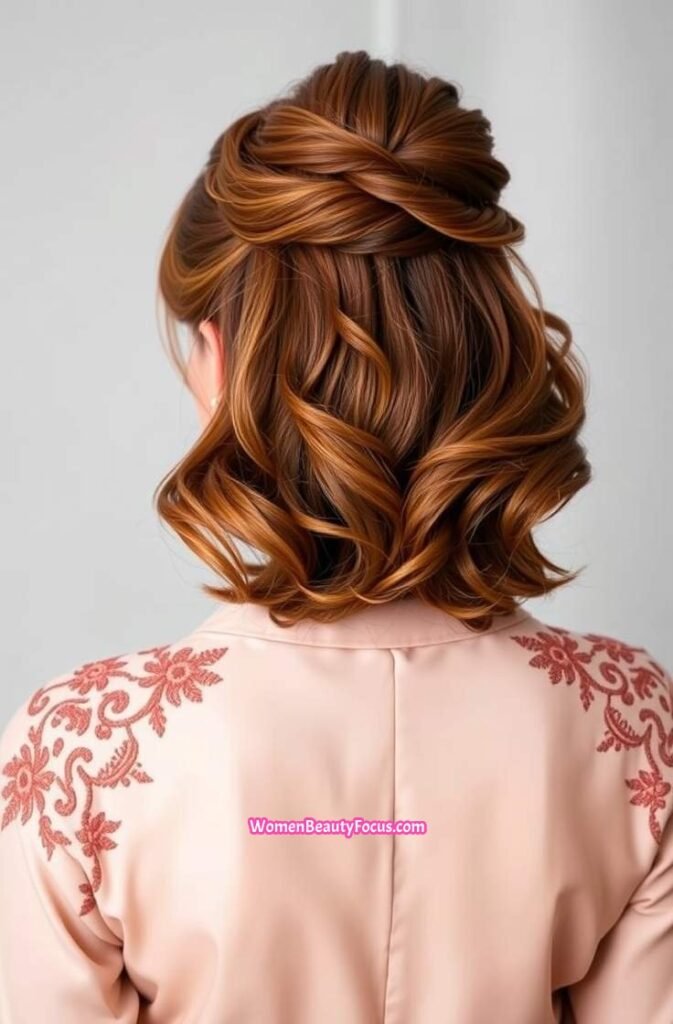2. Twisted Half Up Curls Back View