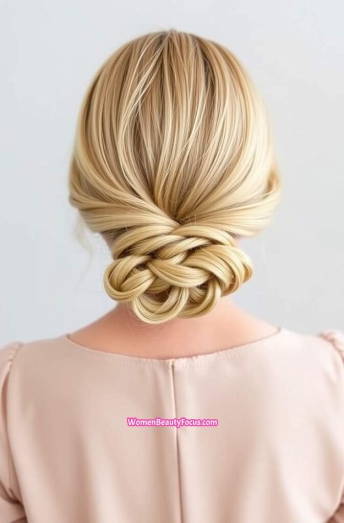 20. Braided Low Bun Back View