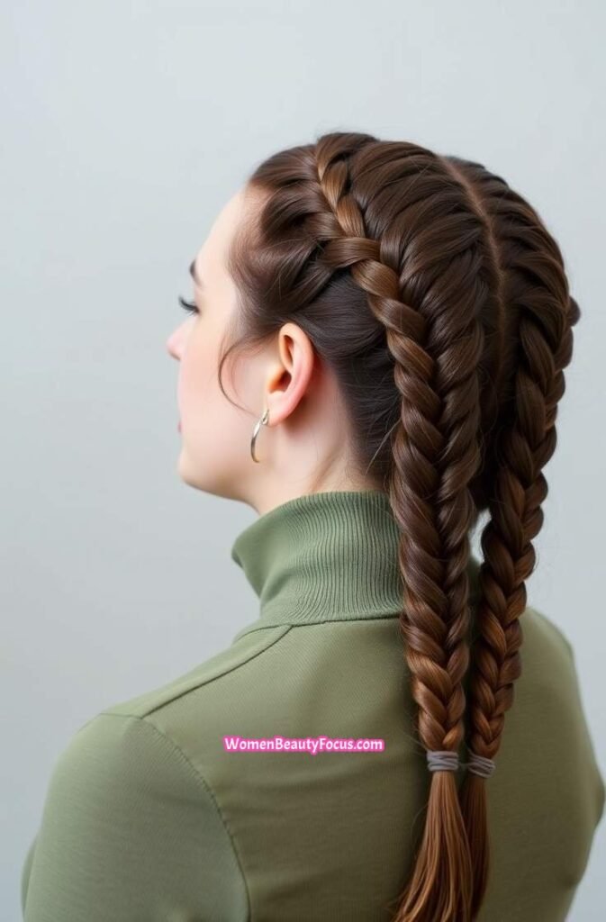 20. Double French Braids Side View