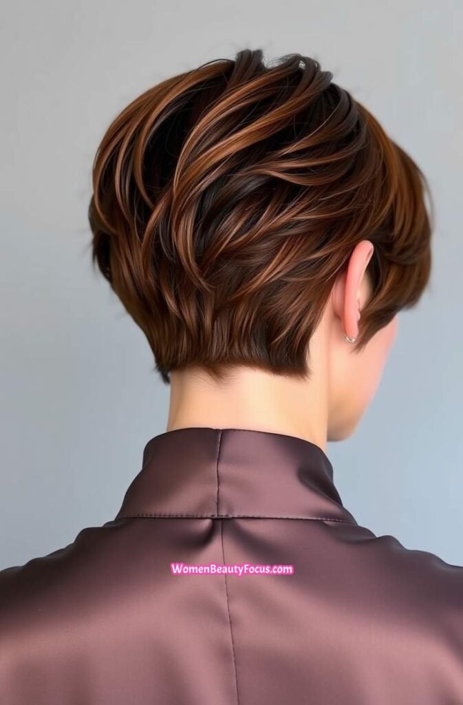 20. Elegant Bixie with Tucked Layers Back View