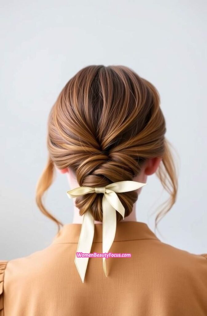 20. Loose Cinnamon Twist with Ribbon Accent Back View