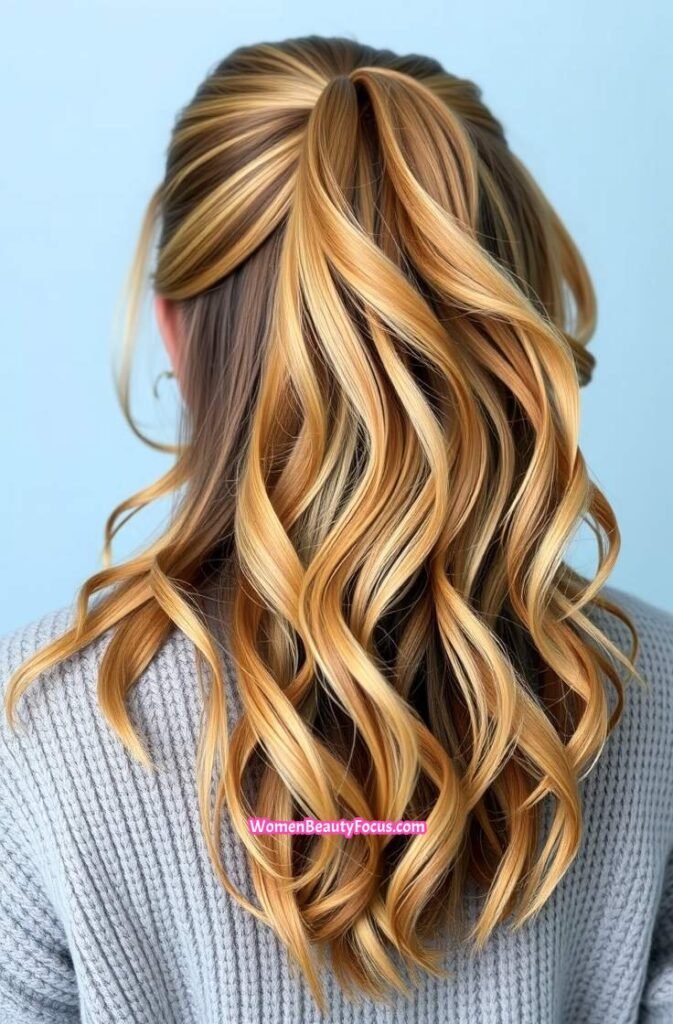 20. Loose High Ponytail with Soft Waves Back View