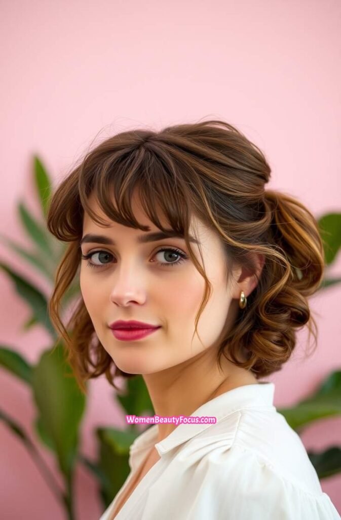 20. Messy Claw Clip Updo with Soft Curls Front View