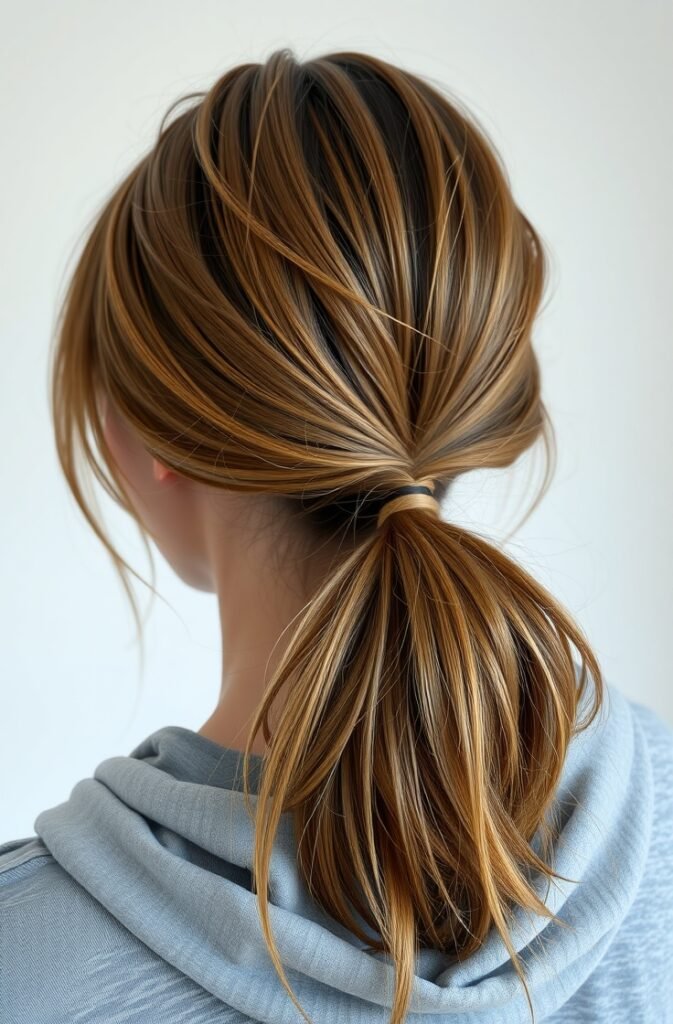 20. Messy Low Ponytail Back View