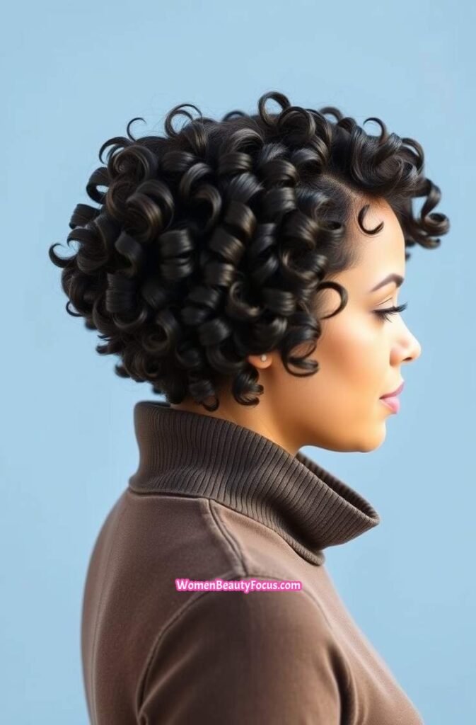 20. Short Curls with Side Taper Side View