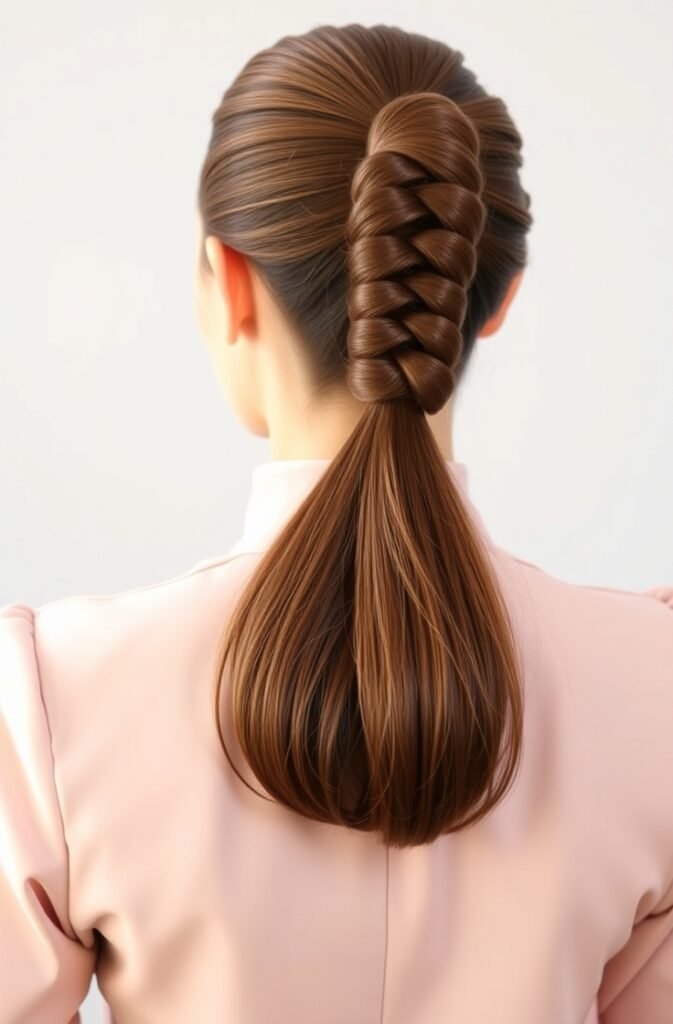 20. Sleek Bubble Ponytail with Wrapped Sections Back View