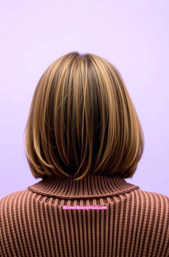 20. Straight Bob with Fringed Ends Back View