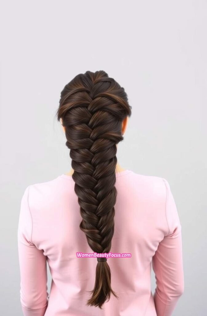 20. Thick Inverted Braid on Long Hair Back View