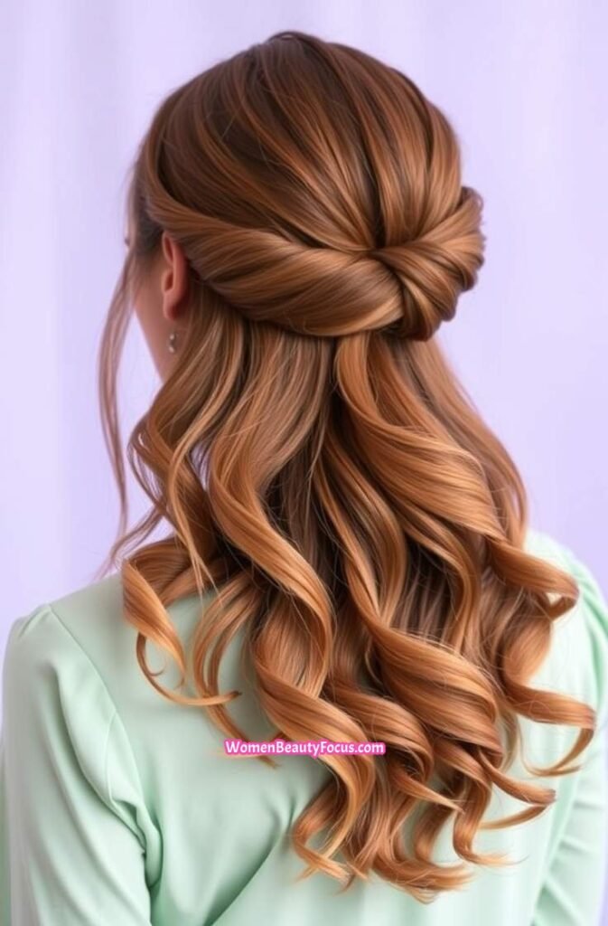 20. Twisted Half Up Style Back View