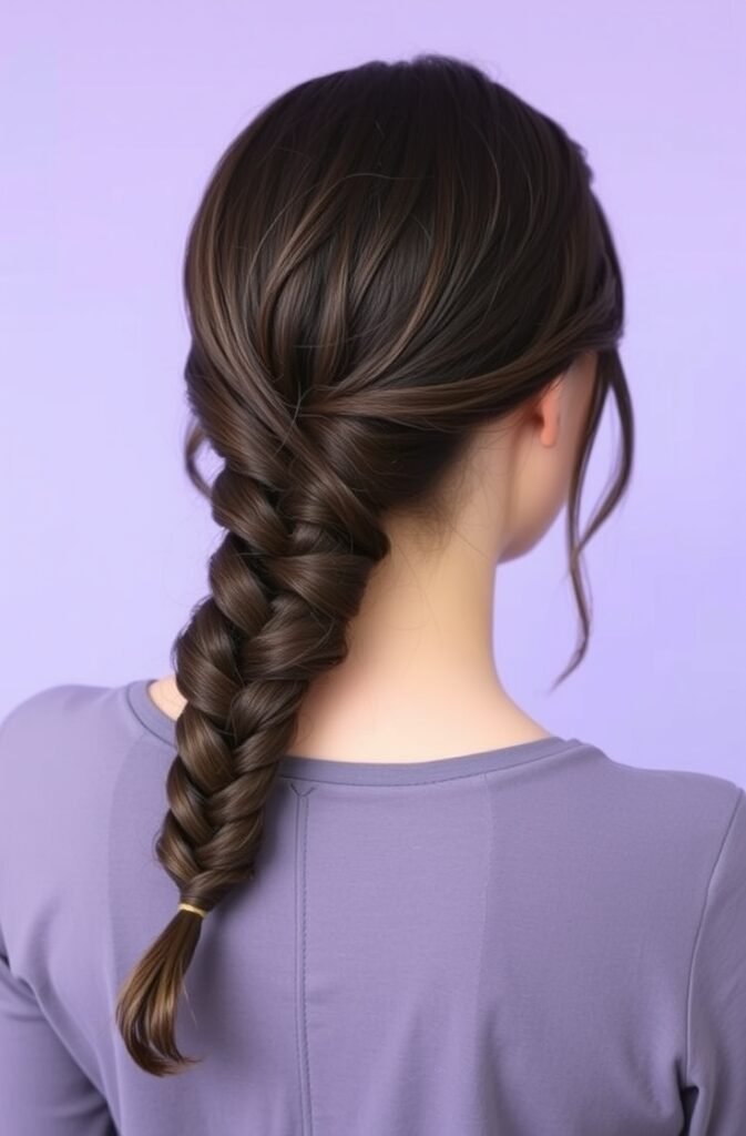 20. Twisted Low Ponytail with Braids Back View