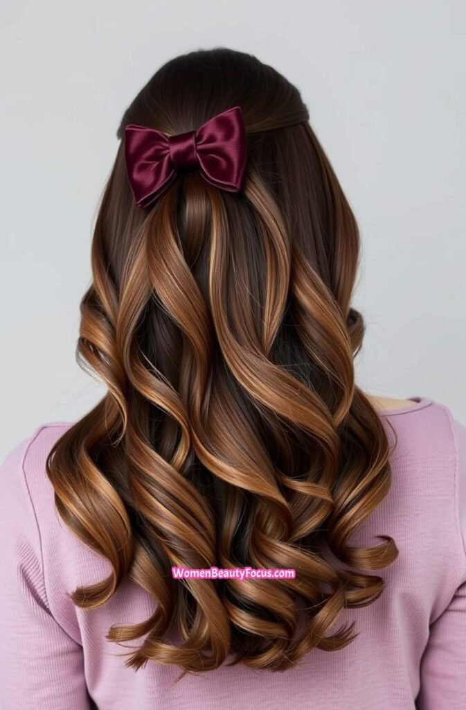 20. Wavy Layers with Bow Clip Accent Back View