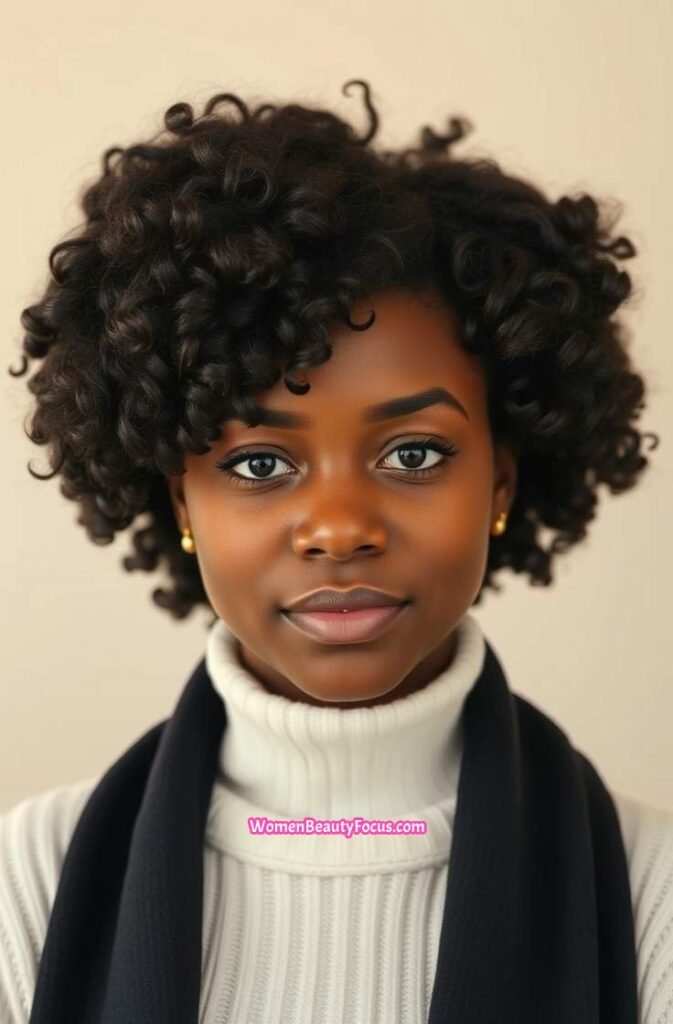 21. Curly Fro with Layered Shape Front View