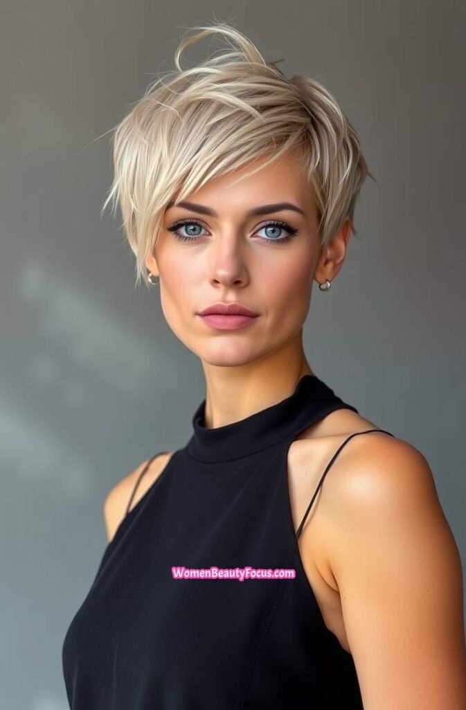 21. Edgy Pixie Cut with Soft Textured Layers Front View