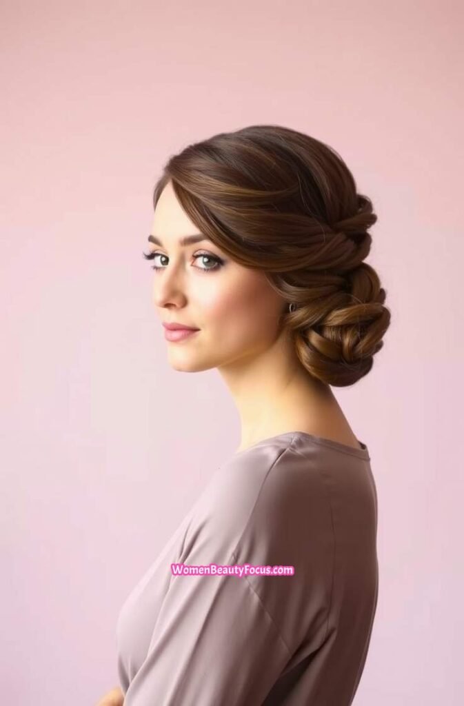 21. Low Twisted Updo Front View