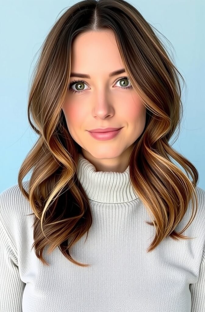 21. Shoulder Length Wet Waves with Curled Ends FrontStraight View