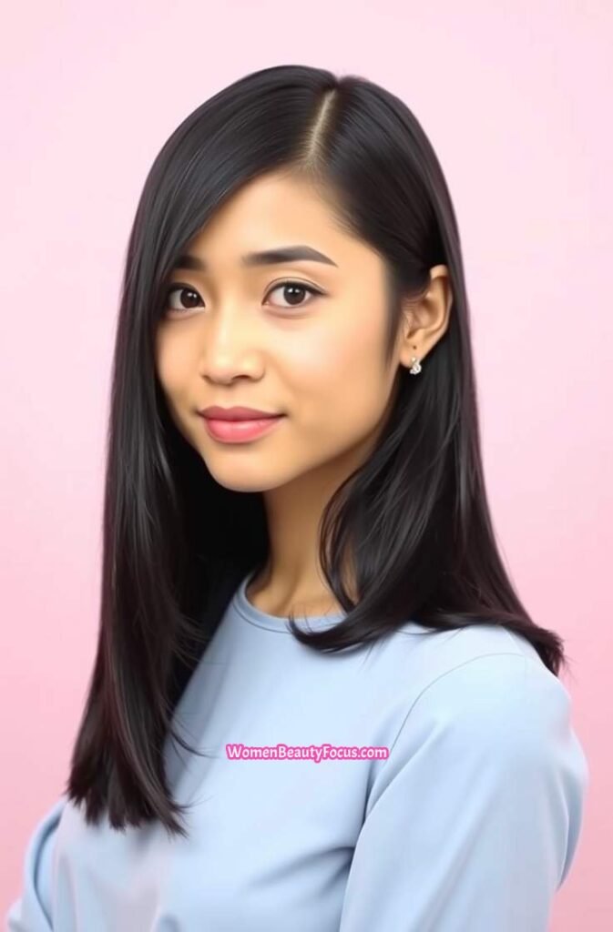 21. Sleek Side Parted Lob Front View