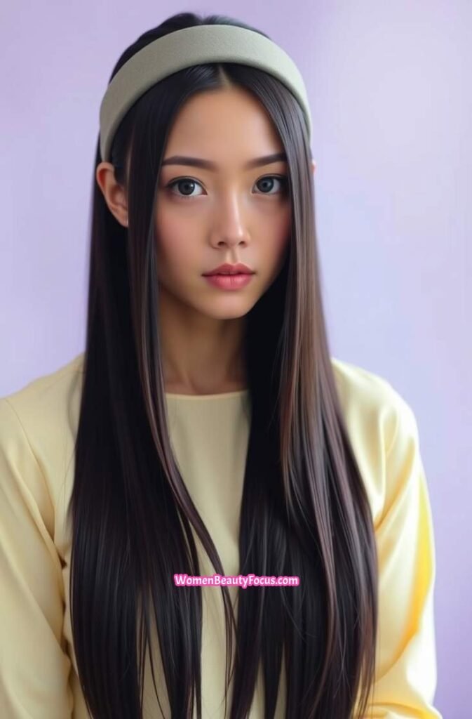 21. Straight Hair with Padded Headband Front View