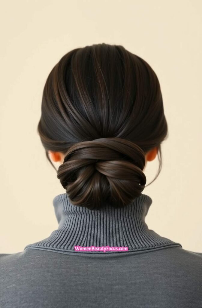 22. Back View of a Twisted Low Bun Back View