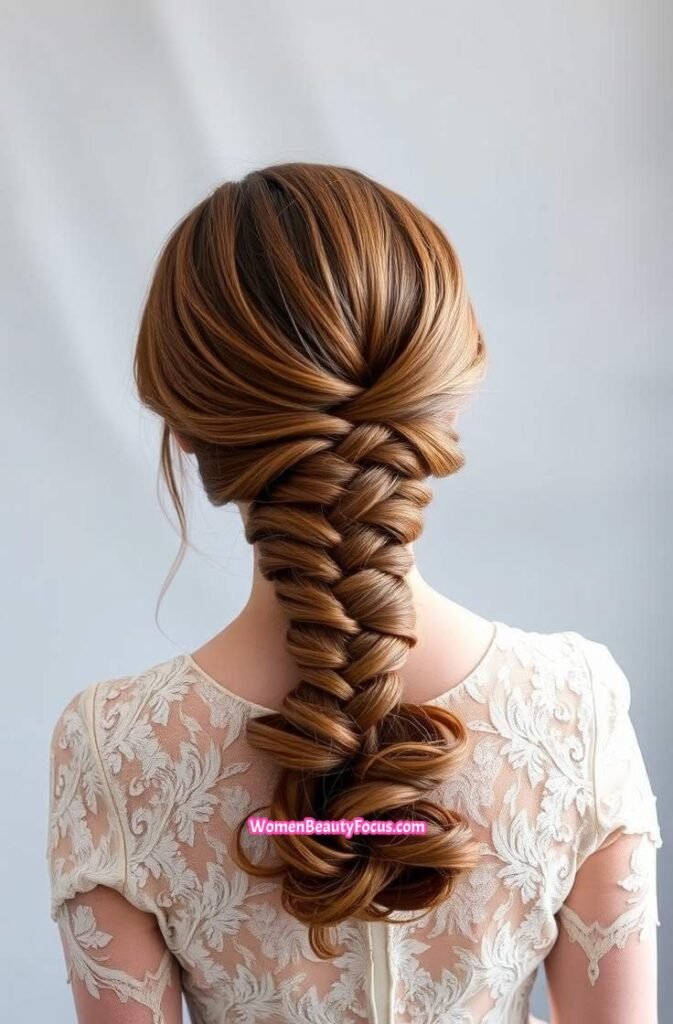 22. Braided Low Bun with Twists Back View