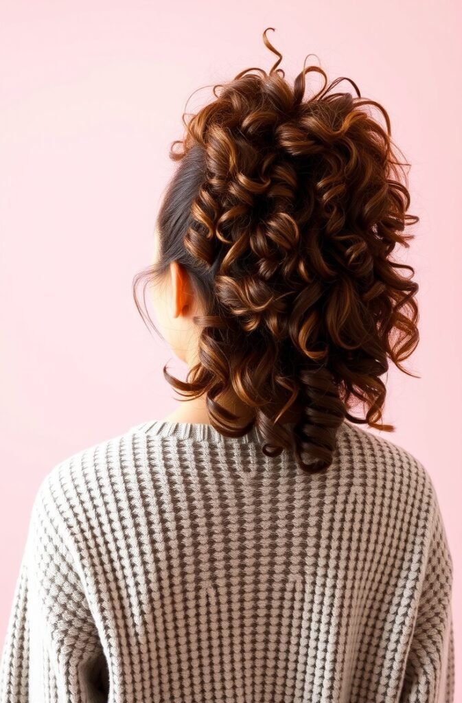 22. Curly High Ponytail Back View