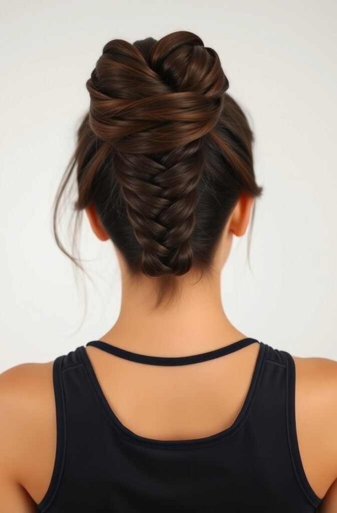 22. High Bun with Braid Wrap Back View