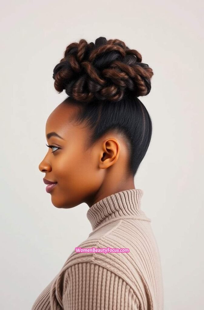 22. High Bun with Natural Texture Side View
