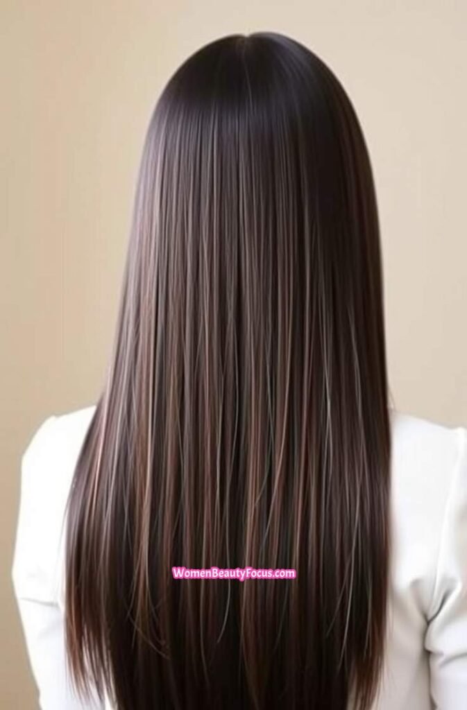 22. Long Sleek Layers with Middle Part Back View